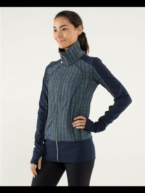 lululemon athletica Asana Navy Textured Full-Zip Bomber Jacket